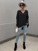 Trendy Oversized V-Neck Sweater - In Bloom Boutique 