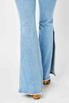Judy Blue Full Size Mid Rise Raw Hem Slit Flare Jeans (Online Only)