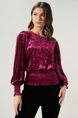 Burning Love Crushed Velvet Top - In Bloom Boutique 